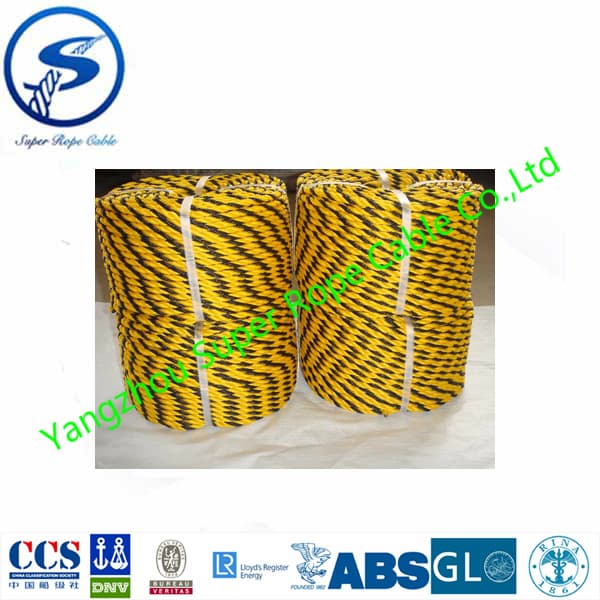 PE Tiger Rope_3 strand  Polypropylene tiger rope_Black and Yellow Tiger rope_ Tiger cord_twisted rope tiger rope